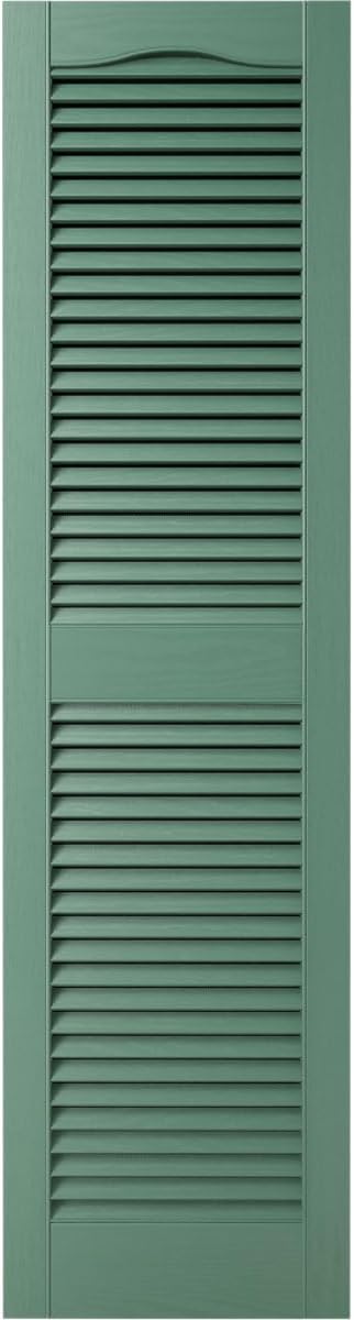 Ekena Millwork Lifetime Vinyl LL1S12X03600BL Standard Cathedral Top Center Mullion, Open Louver Vinyl Shutters, w/Installation Shutter-Lok's & Matching Screws (Per Pair), 12"W x 36"H, Black