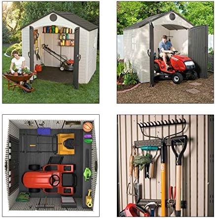 LIFETIME 6411 Outdoor Storage Shed with Window, 8 by 7.5 Feet,Putty/Brown