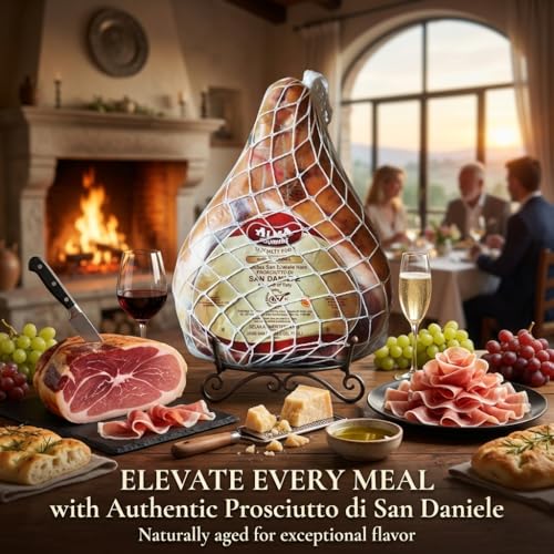 Prosciutto di San Daniele D.O.P. - Boneless Whole Ham – Authentic Italian Prosciutto, Dry-Cured Pork Leg Aged 18 Months