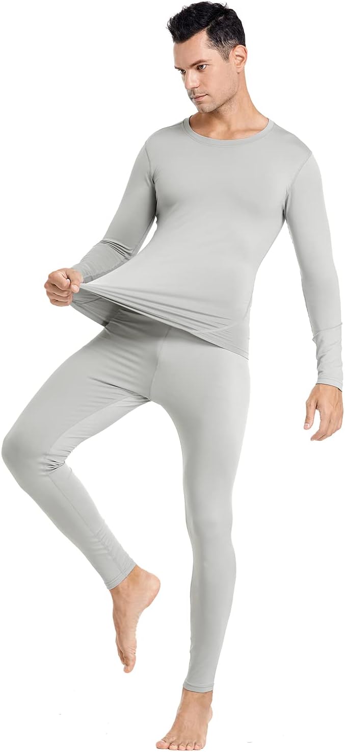 PISIQI Thermal Underwear Men Long Johns Set Ultra-Soft with Fleece Lined Base Layer Winter Skiing Warm Top & Bottom