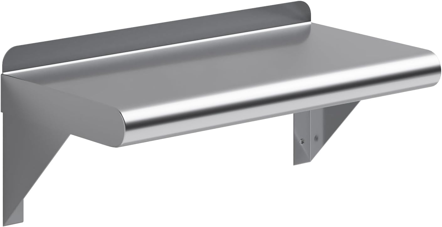 AmGood 24" Long X 18" Deep Stainless Steel Wall Shelf | NSF Certified | Appliance & Equipment Metal Shelving | Kitchen, Restaurant, Garage, Laundry, Utility Room