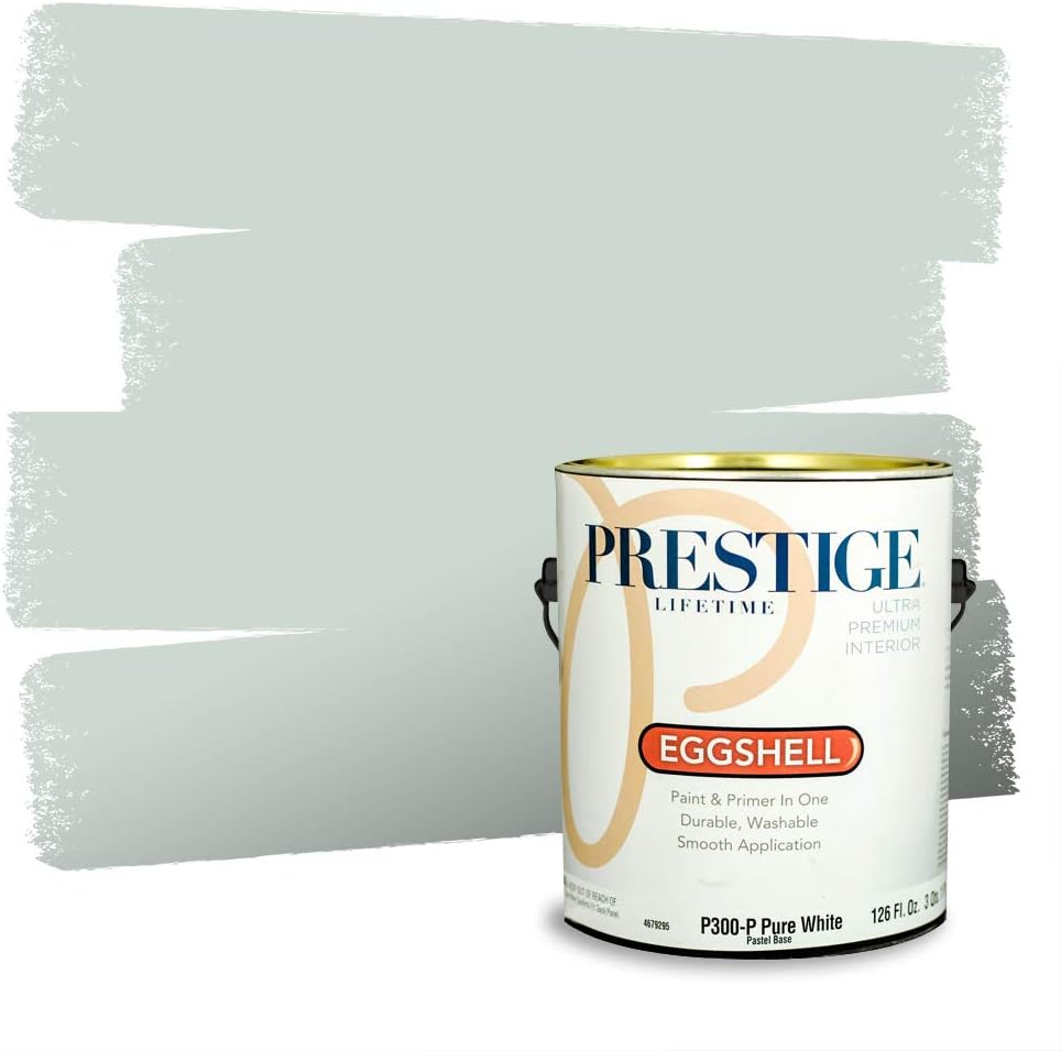 PRESTIGE Paints Exterior Paint and Primer In One, 1-Gallon, Semi-Gloss, Comparable Match of Behr* Intercoastal Gray*