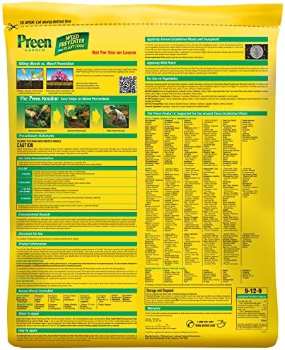 Preen Garden Weed Preventer Plus Plant Food 16 lb. Drum, Covers 2,560 sq ft | Granular All Purpose Fertilizer with Pre Emergent Weed Control for Gardens – Prevents Weeds and Feeds Plants