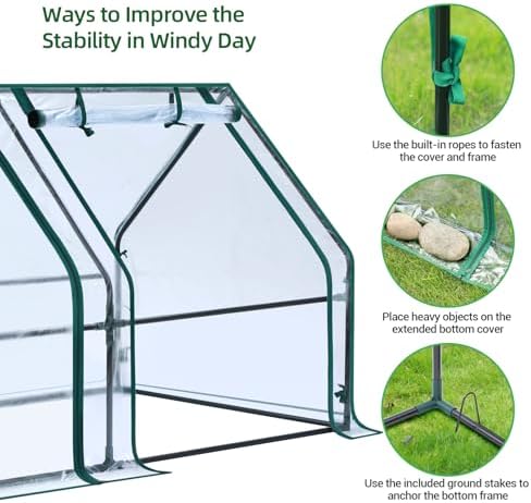Ohuhu Portable Mini Greenhouse, 71"x36"x36" Greenhouses for Outdoors with Dual Large Zipper Doors & Ground Stakes