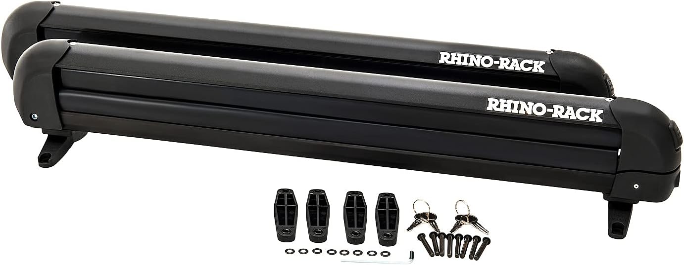 Rhino-Rack Carrier for Skis, Snowboards, Fishing Rods, Paddles, Skateboards, Water Skis, Wakeboard & More, Universal Mounting, Easy to Use, Locking, Lightweight & Heavy Duty, Suitable for All Vehicles