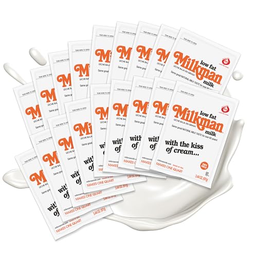 Milkman Low-Fat Milk - Instant Dry Milk Powder Packets - For Coffee, Baking, or Travel - Just Add Water, Makes One Quart - Classic, Natural Taste with the Kiss of Cream! (18 Pack)