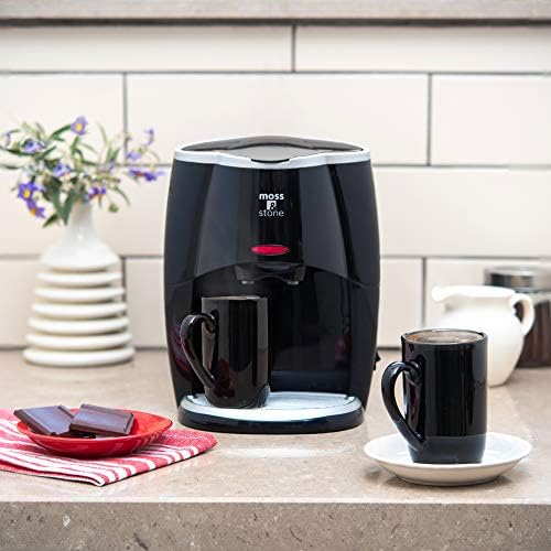 Moss & Stone 2-Cup Mini Drip Coffee Maker with 5oz Mugs, Small Coffee Pot