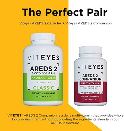 Viteyes AREDS 2 Capsules and Multivitamin AREDS 2 Companion, Single Daily Dose Eye Vitamins, 3 Month Supply
