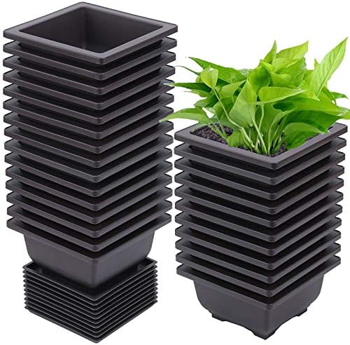 15 PCS 6.5 Inch Bonsai Training Pots with Trays, Rectangular Plastic Growing Pots, Flower Succulent Pots Container for Garden, Yard, Office, Porch