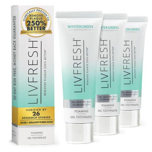LIVFRESH Toothpaste Gel, Clinically Proven to Remove Plaque 250% Better, Improves Gum Health 190% Better, Prevents & Reduces Tartar, Freshens Breath, SLS Free Dental Gel, Wintergreen