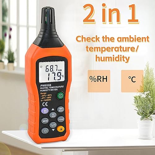 PM6508 High Precision Handheld LCD Digital Temperature Humidity Meter Thermometer Hygrometer for Home and Industrial Using 7.12.41.1in