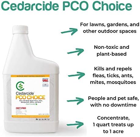 Cedarcide Outdoor Lawn and Garden Kit (Medium) Includes PCO Choice Cedar Oil Bug Killing Concentrate Quart and Insect Repelling Granules Kills and