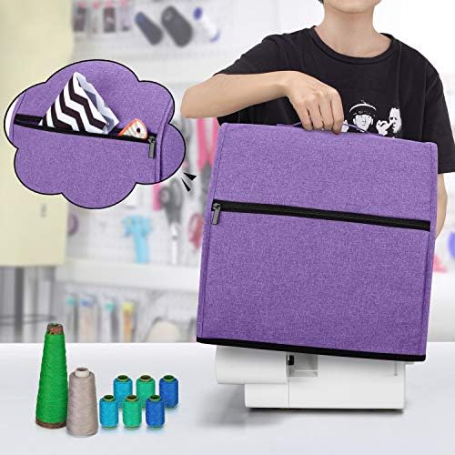 LUXJA Serger Machine Cover with Storage Pockets, Gray Dots