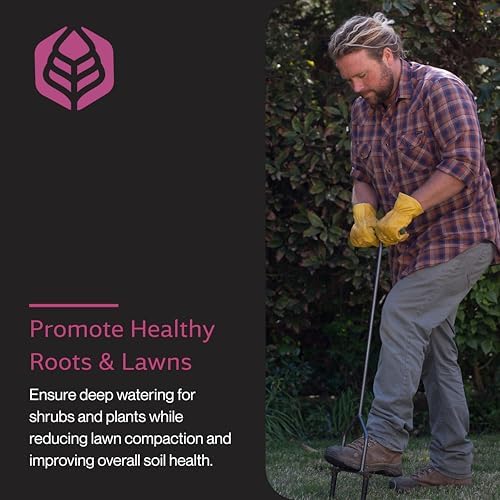 Yard Butler Manual Lawn Coring Aerator, ID-6C - Lawn Care Tool for Aerating - Long-Handled - Power-Coated Steel Construction - Comfortable Cushioned Handles Garden Tool - Easy to Use | Long-Handled Aerator, Powder-Coated Steel Construction, Cushioned Han…