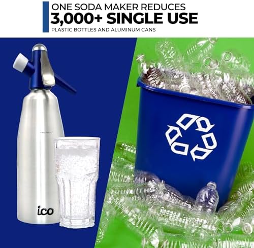 Premium Soda Siphon (1-Pint), Portable Sparkling Water Maker and Soda Maker | Carbonated Water Machine to Make Soda Water, Cocktails, Hard Seltzers