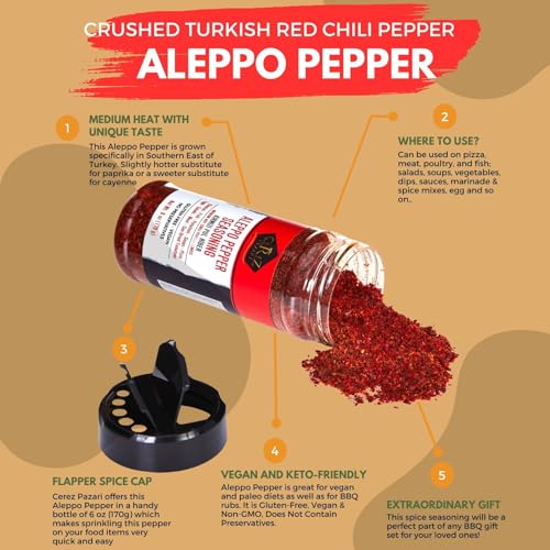 Cerez Pazari Aleppo Pepper Moderate Heat 150 gr | Crushed Turkish Red Chili Pepper-Aleppo Chili Flakes
