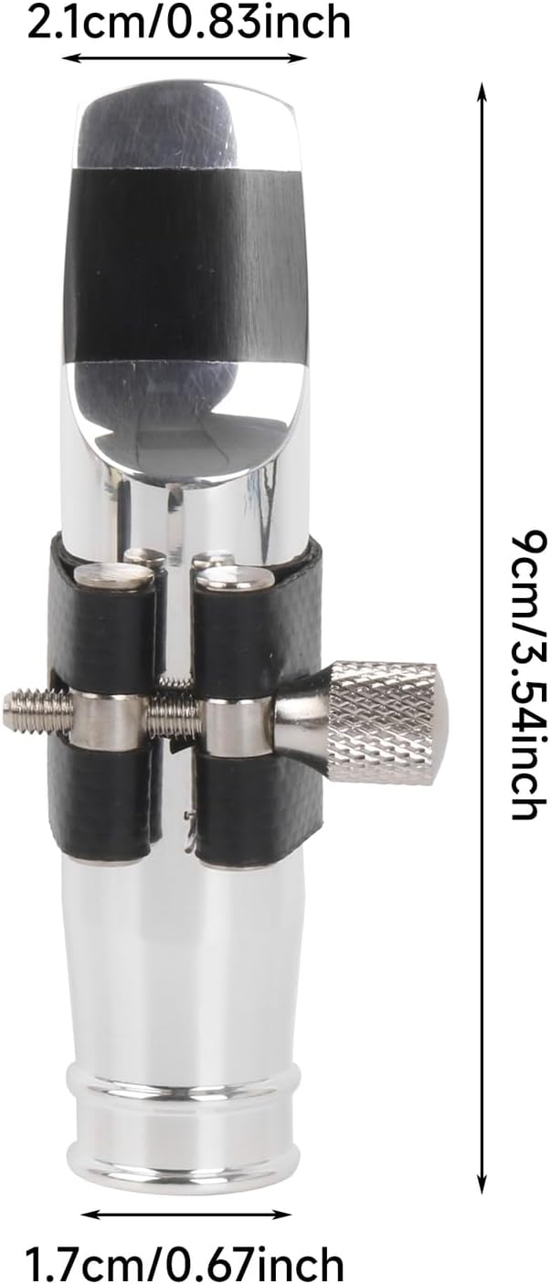 Yibuy Silver Jazz E-flat Alto Saxophone Mouthpiece 7# PU and Leather Cap 90 x 36 mm