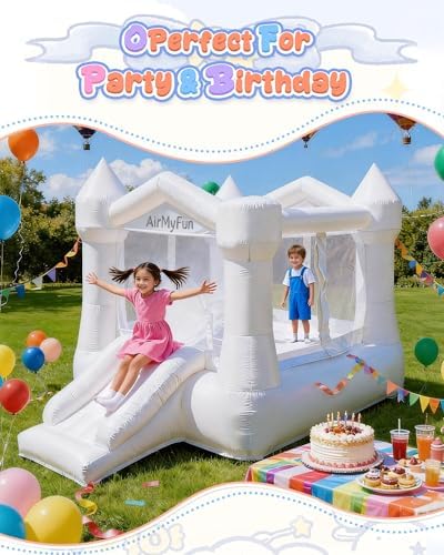 AirMyFun Pink Inflatable Toddler Bounce House with Blower, Indoor/Outdoor Jumping Castle for Kids 3-8, Inflatable Bouncy House with Slide, 82011B