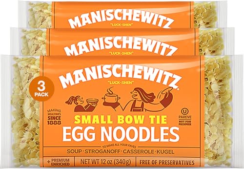 Manischewitz Small Farfalle Pasta | Small Bow Tie Egg Noodles, 12oz (3 Pack) | Homestyle Taste & Texture, Enriched, Perfect for Kasha Varnishkes