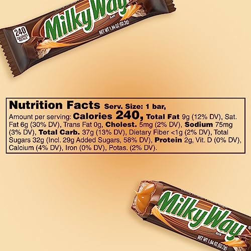MILKY WAY Milk Chocolate Caramel Candy Bar, 1.84 oz | Full size chocolate candy bar with milk chocolate, caramel, smooth nougat