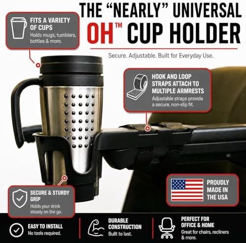 Wheelchair Cup Holder for Armrests – Nearly Universal OH for Power Chairs