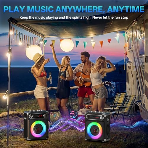 JYX Karaoke Machine, 2 Wireless Microphones, Portable Bluetooth 5.3 PA Speaker with Disco Lights, Smart TV Compatible, Upgraded Subwoofer