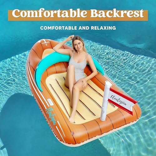 JOYIN Giant Boat Float with Cooler - Inflatable Boat Funny Pool Floats Raft with Reinforced Cooler