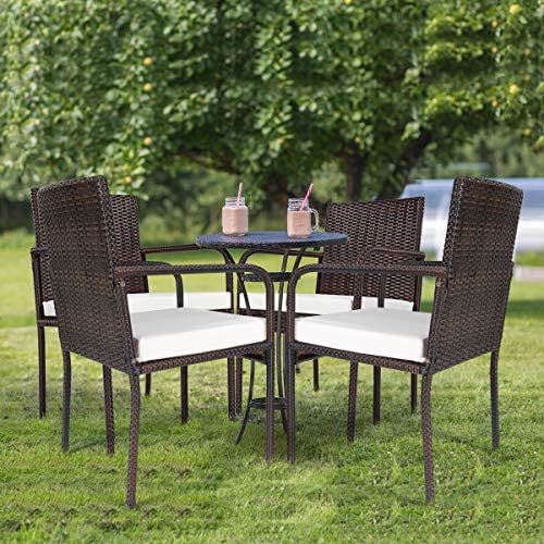 Outdoor Patio Wicker Chairs Set of 4, with Heavy Duty Steel Frame and Soft Cushions, All Weather Resistant Outdoor Dining Set, Suitable for Poolside
