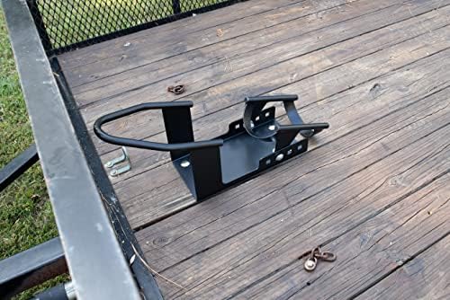 Camco Steel Universal Tire Fit Motorcycle Wheel Chock Mount for Truck Bed or Trailer Floor, Includes 2 Handlebar Straps