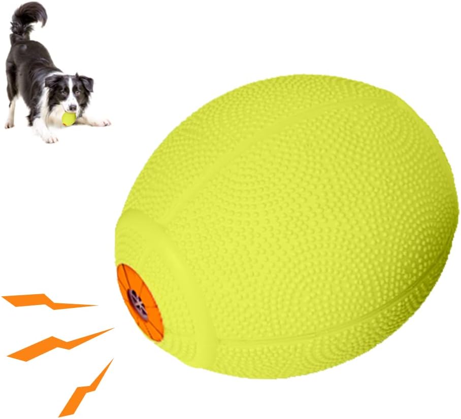 LaRoo Squeaky Dog Ball Toy,Durable Natural Rubber Squeaker Ball Throwing Training,Teeth Cleaning Chew Toy for Pet Medium and Large Dogs (3.5In Green)