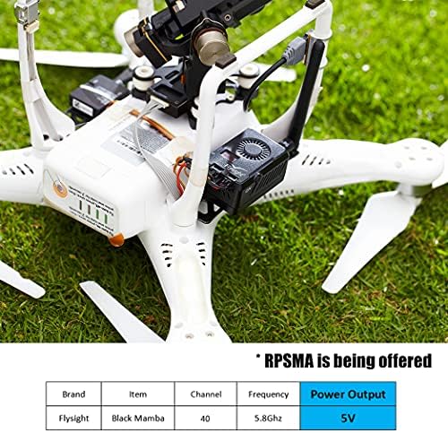 Black Mamba Audio Video Transmitter 5.8 ghz 40CH FPV Vtx for Gopro FPV Drone Video Transmitter 5V Output (RPSMA ANT 5V Out for Gopro)