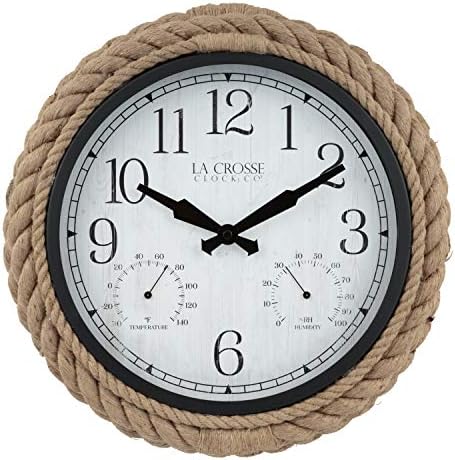 La Crosse Clock 433-3836 14-inch Rowan Indoor/Outdoor Rope Analog Quartz Wall Clock
