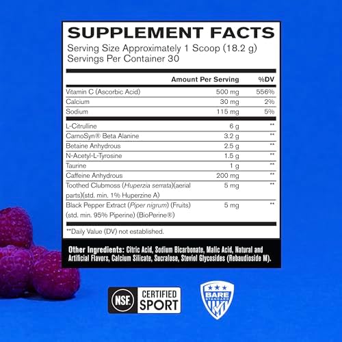 BARE PERFORMANCE NUTRITION BPN Flight Pre Workout, Supports Energy and Mental Focus, Improved Endurance & Muscle Pumps with CarnoSyn® Beta Alanine