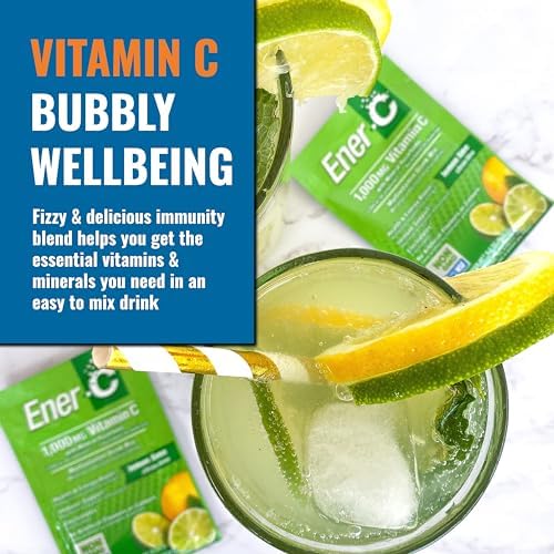 Ener-C Multivitamin Drink Mix, Electrolytes Powder - Lemon Lime, 60 Count | Vitamin Packets for Water, Vitamin Drink Mix, Hydration Liquid Mix