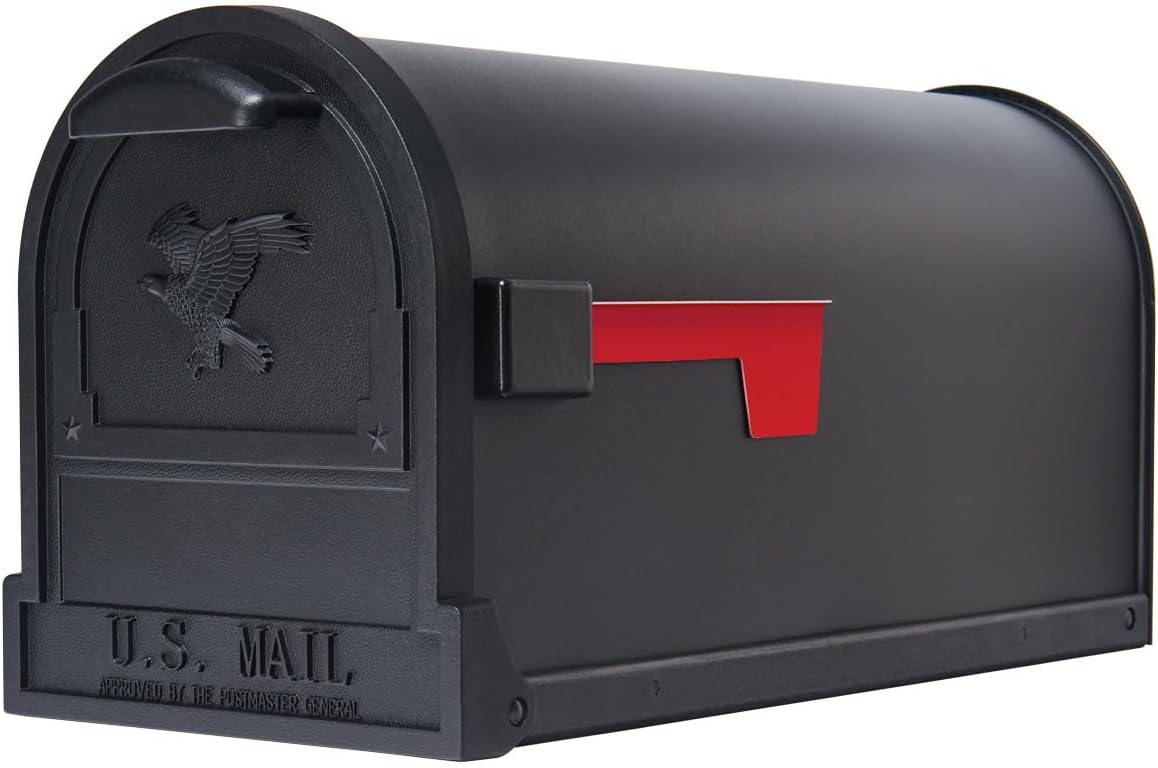 Architectural Mailboxes Arlington Post Mount Mailbox, Black, Large | Galvanized steel build for outside with weather-resistant build and rust-resistant powder-coat finish. USPS approved.
