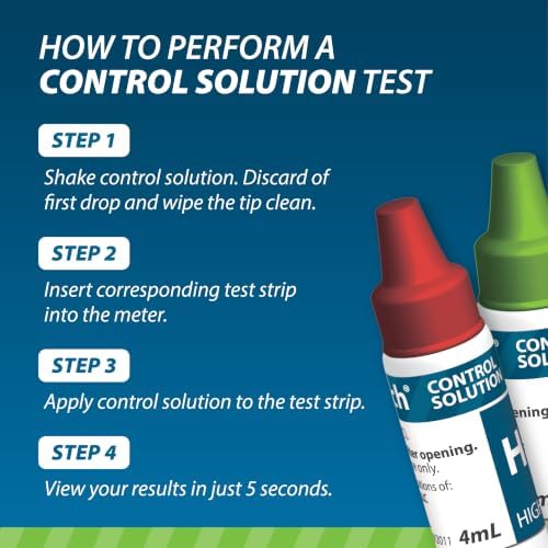 Easy Touch Control Solution Glucose Monitor Kit, Hi & Low, 2 Vials, 4 ml Each | Compatible with EasyTouch Glucose Monitoring System, 4 mL Each
