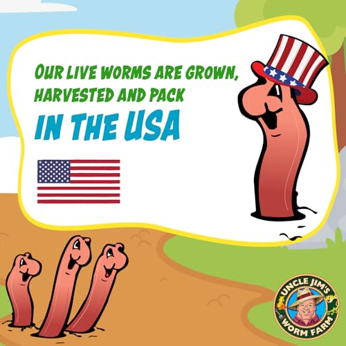 Uncle Jim's Worm Farm Super Red European Nightcrawlers for Composting and Garden Soil Aeration | Large Nightcrawlers Improve Soil Structure and