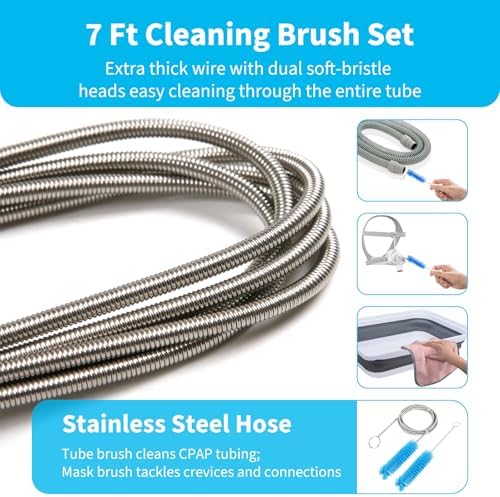 Upgraded CPAP Cleaning Kit, 7 ft Tube CPAP Cleaner Brushes for 15mm, 20mm and 22mm Hoses, CPAP Cleaning Supplies for Hose and Mask