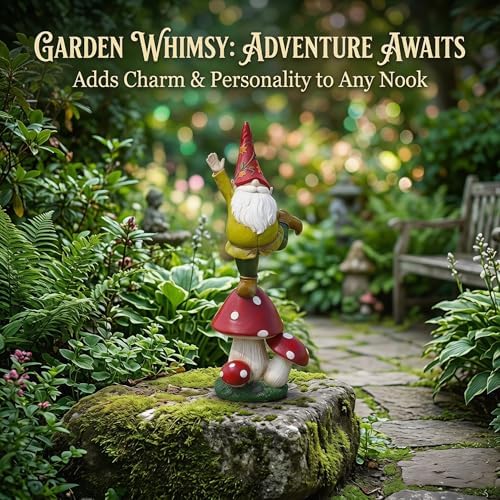 Topadorn 13" Yoga Garden Gnome on Mushroom