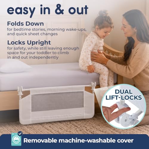 Hiccapop Convertible Crib Bed Rail for Toddlers, Crib Rail Guard, White