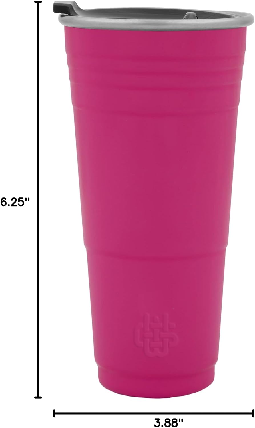 Wyld Gear Party Cup 24oz Red Stainless Steel Reusable Metal Cup with Lid