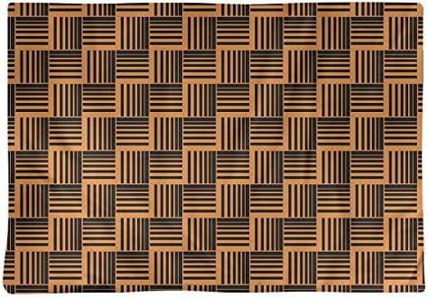 Dana Strider Black & Color Basketweave Stripes Table Placemat, 18 x 14, Orange
