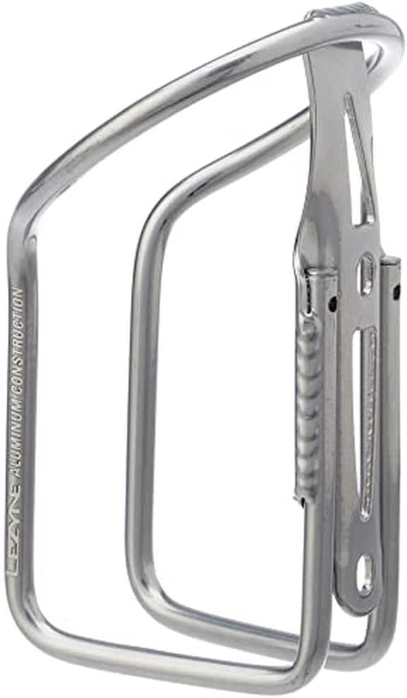 LEZYNE Power Cage Bike Water Bottle Holder | Hollow Tube Design, Secure Wrap-Around Retention, Large Easy-Access Opening & Welded Base Construction, Silver