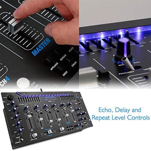 Pyle 6 Channel Mixer, Bluetooth DJ Controller, Stereo Mixer, Professional Sound System, LED Illumination, Mixer Digital Audio, Digital Mixing System