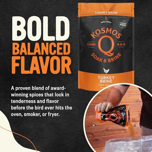 Kosmos Q Chicken Brine Soak, Brown Sugar & Worcestershire Spice Mix For Whole Bird, Breasts, Tenderloins, Grilling, Roasting, Smoking, Locks In Moisture, Savory Flavor, Easy Mix Directions, 16 Oz Bag
