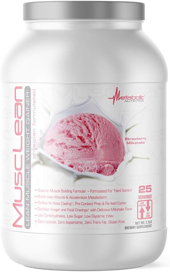 Metabolic Nutrition - Musclean - Milkshake, Whey High Protein Meal Replacement, Maintenance Nutrition, Low Carb, Keto Diet, Digestive Enzymes, Chocolate, 2.5 Pound (25 ser)