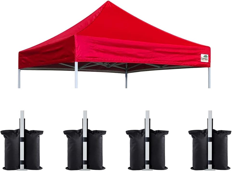 Eurmax USA 10x10 Pop Up Canopy Replacement Top,Universal Instant Canopy Cover ONLY,Heavy Duty UPF 50+ UV Protection,Water & Wind Resistant Tarp,30+ Colors Available,Bonus 4 Sand Bags (White)