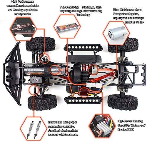 Cheerwing 1:10 Scale Rock Crawler 4WD Off-Road Remote Control Truck | 2.4Ghz, Brushed Motor, Waterproof ESC, 20-25km/h Speed, .2V 2500mAh