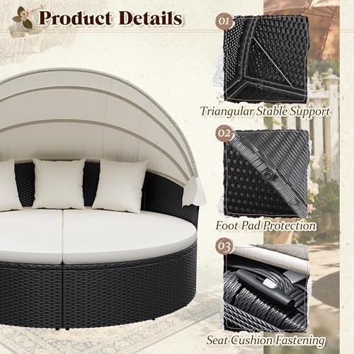 Devoko Patio Furniture Outdoor Round Daybed,Sectional Sofa