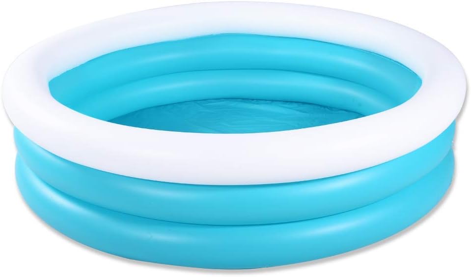 Inflatable Kiddie Pool, 60"x16" Thick Guardrail Swimming Pool for Kids, Blue & White Blow Up Pool for Kids Indoor Party Games